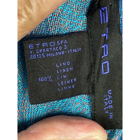 Etro Spa 100% Linen Paisley Pattern Lightweight Scarf Purple Made in Italy F304 - Picture 5 of 7